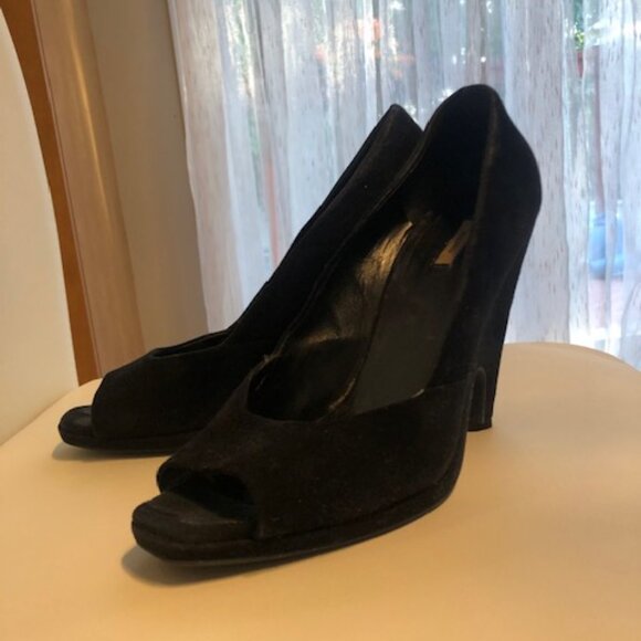 Authentic Miu Miu Black Suede Wedge Heels – EU 39.5 / US 38.5–39 - Picture 3 of 5